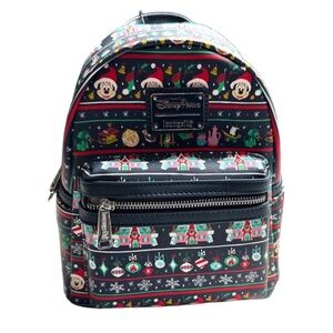 Loungefly DisneyParks Disney Mickey Mouse Holiday Ugly Sweater Bag Backpack